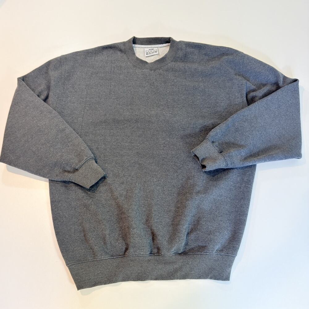 Pro Club Mens 3XL Charcoal Gray Heavyweight Baggy Blank Crewneck Sweatshirt Top